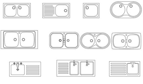 Kitchen Sink Drawing Plan Sink Kitchen 2d Dwg Drawings Automation Units File Cadbull Sinks ...