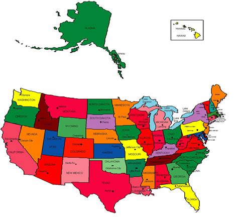 Usa Map With States And Cities Name