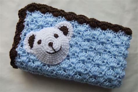 Baby Boy Blanket Crochet baby blanket Blue/Chocolate Polar