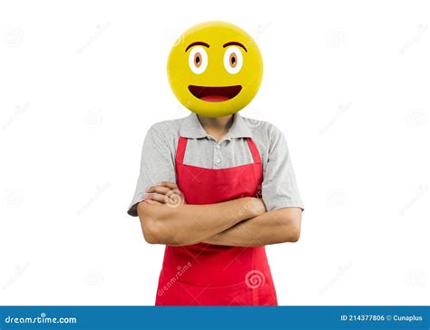 Shopman Standing with His Arms Stock Photo - Image of barista, emoticon ...