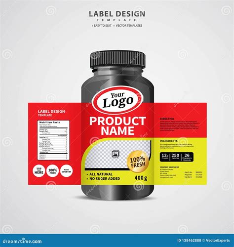 Bottle Label, Package Template Design, Label Design, Mock Up Design Label Template Stock Vector ...