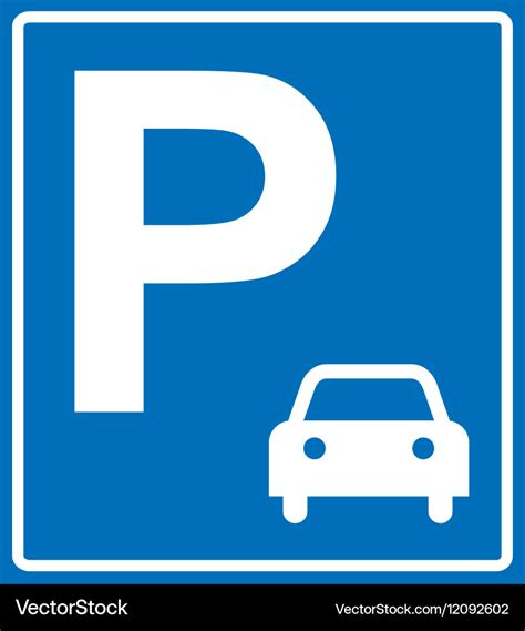 Blue parking sign on Royalty Free Vector Image