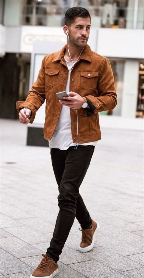 Brown Casual Jacket, Bomber Jacket Outfit Trends With Black Casual ...