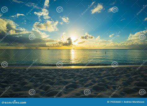 Sunset on a Caribbean Beach Stock Photo - Image of grand, beauty: 79254668