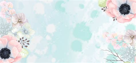 Ppt Watercolor Flower Gray Blue Small Fresh Background, Ppt, Ppt ...