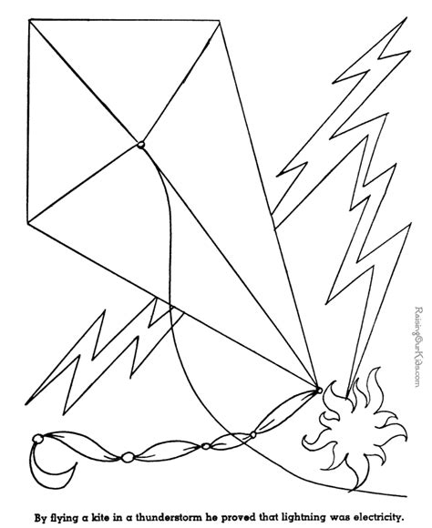 Benjamin Franklin kite coloring page 015