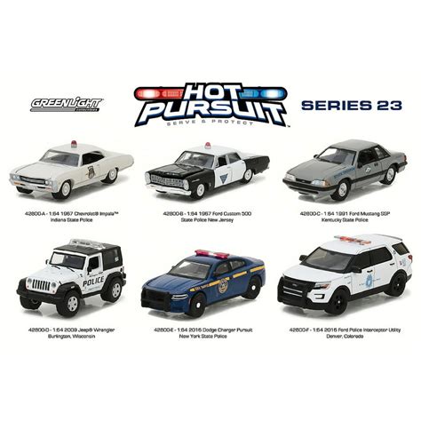 Greenlight - Hot Pursuit Series 23 Diecast Car Package - Box of 6 assorted 1/64 Scale Diecast ...