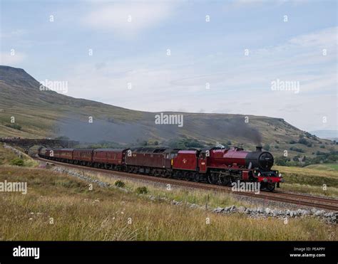 LMS Jubilee Class 5699 Galatea at Aisgill on Settle Carlisle line Saturday 11 August 2018 Stock ...