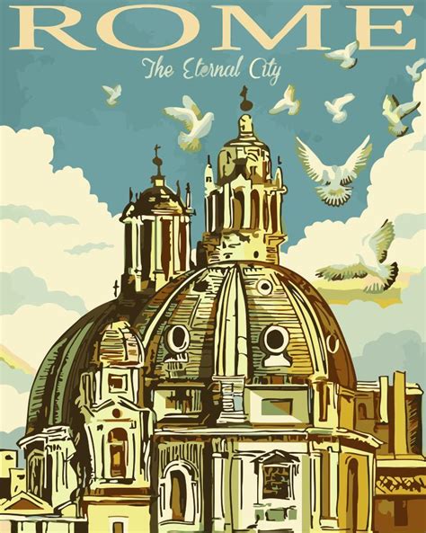 Rome Travel Poster Paint By Numbers - Numeral Paint Kit