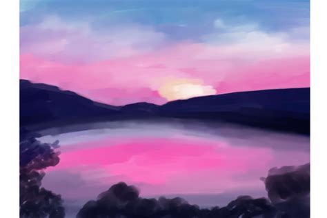 Watercolor Painting Sunset Landscape Graphic by Griyolabs · Creative Fabrica