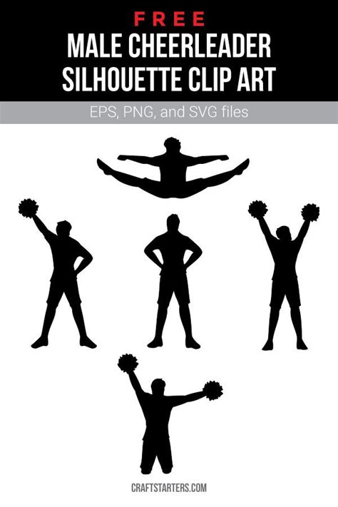 Free Male Cheerleader Silhouette Clip Art | Male cheerleaders ...