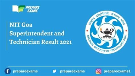 NIT Goa Superintendent and Technician Result 2021 - PrepareExams