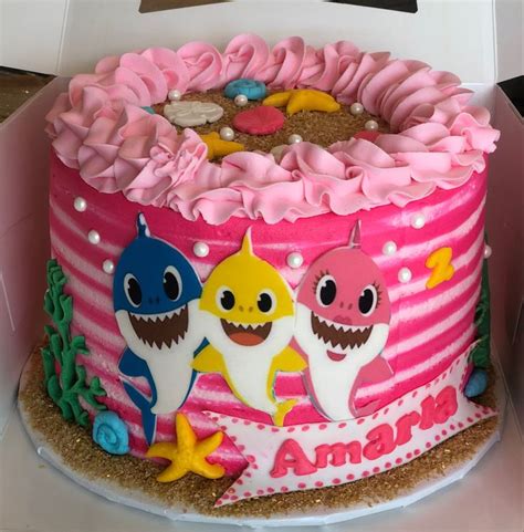 Pink baby shark cake | Shark birthday cakes, Pink birthday cakes, Baby girl birthday decorations