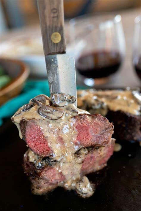 Ninja Grilled Filet Mignon with Mushroom Sauce | Girls Can Grill