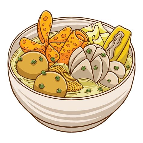 Bakso Malang Indonesian Food in Flat Design Style 6555990 Vector Art at ...