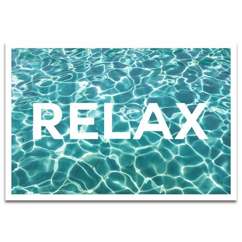 Visionary Prints 'Relaxing Water' | Nautical Wall Art - "Relax" Typography, Text Art with Blue ...