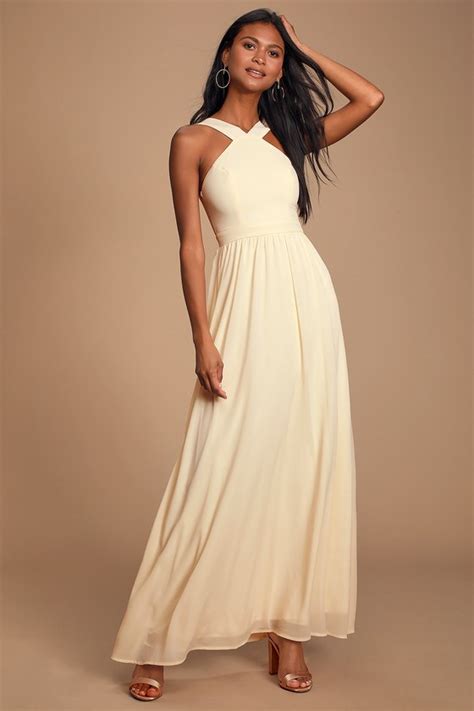 Beautiful Cream Dress - Cream Maxi Dress - Halter Dress - Gown - Lulus