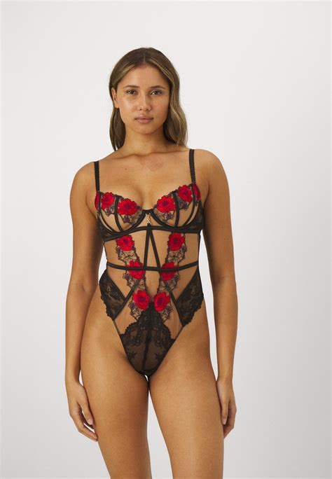 Ann Summers CAGED ROSE NON PADDED - Body - black/red/black - Zalando.ie