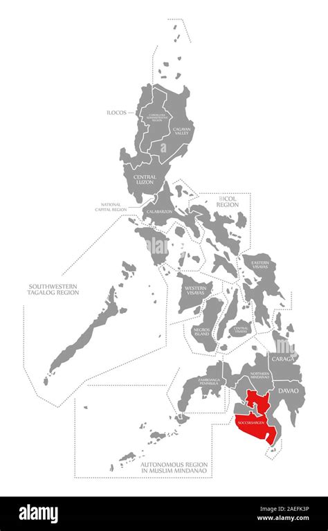 Soccsksargen red highlighted in map of Philippines Stock Photo - Alamy