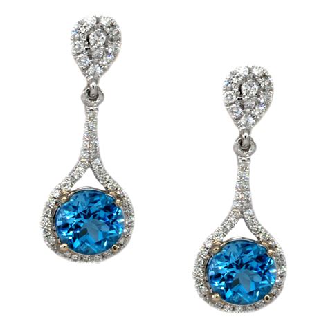 Blue Topaz Earrings Diamonds 14k White Gold - Kappy's Fine Jewelry | West Palm Beach Jewelry ...