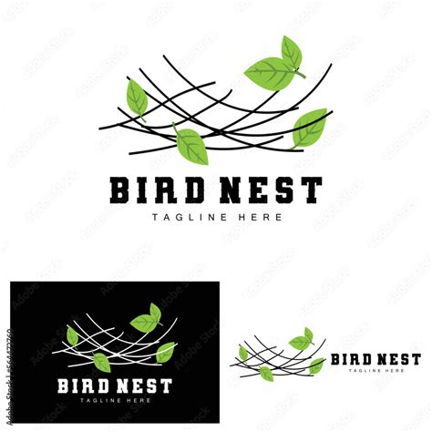 Bird's Nest Logo Design, Bird House Vector For Eggs, Bird Tree Logo Illustration Stock Vector ...