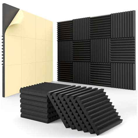 Buy HEMRLY 12 pack Acoustic Panels Self-Adhesive, 1" X 12" X 12" Quick-Recovery Sound Proof Foam ...