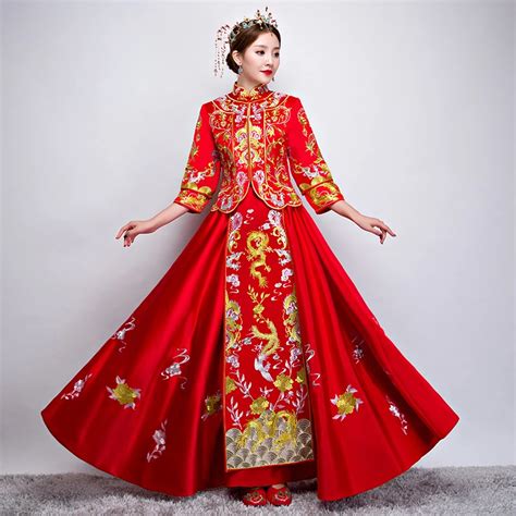 New Red traditional chinese wedding dress Qipao National Costume Womens Overseas Chinese Style ...