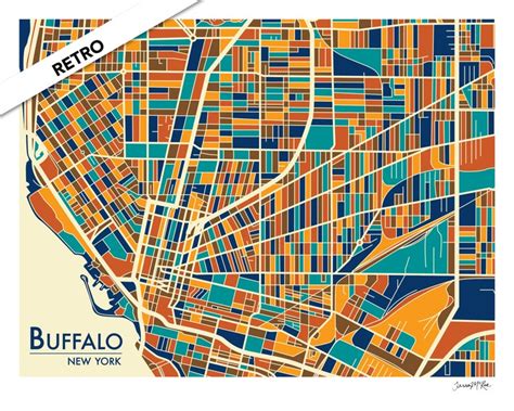 Buffalo NY Abstract Illustration Map Print | Etsy