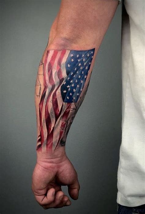 Upper Arm American Flag And Cross Tattoo - Goimages Talk