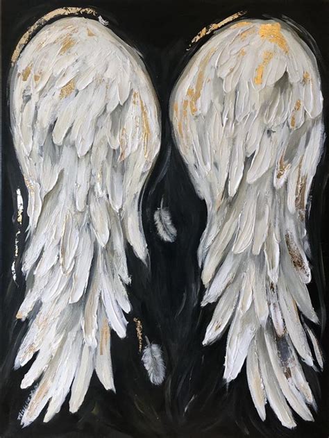 Angel Wings Painting 18x24 acrylic Gold and Silver Metal leaf - Etsy.de ...