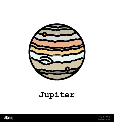 Jupiter planet color icon thin line, linear, outline vector. Jupiter planet simple sign, logo ...