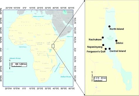 Map of Africa with an inset of Lake Turkana showing the study's six... | Download Scientific Diagram