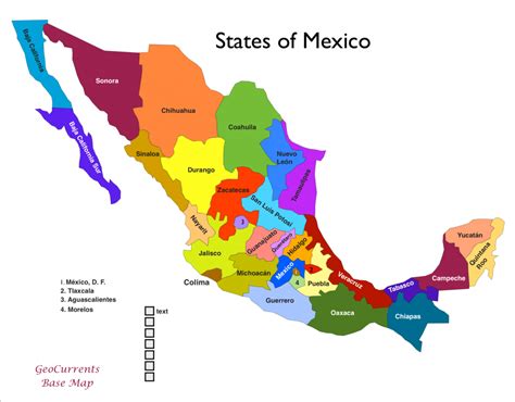 Mexico Map States And Capitals