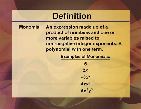 Definition--Polynomial Concepts--Monomial | Media4Math