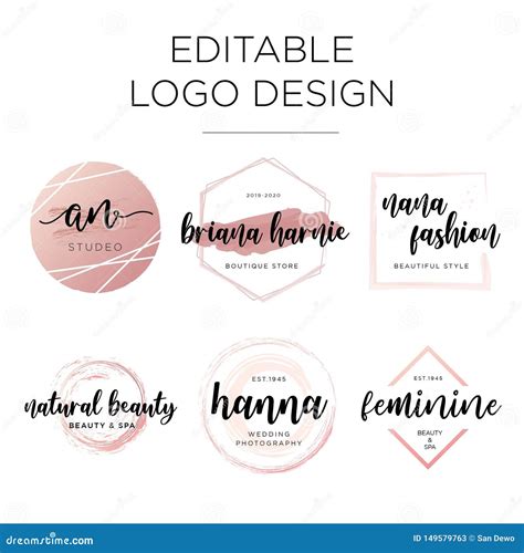 Editable Feminine Logo Design Template Stock Illustration - Illustration of graphic, feminine ...