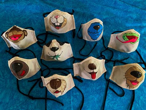 Funny Animal Face Masks Easy Breathe Hand-painted | Etsy