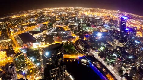 4k Timelapse Video Of Melbourne City At Night, Fisheye View, Zooming In Stock Footage Video ...