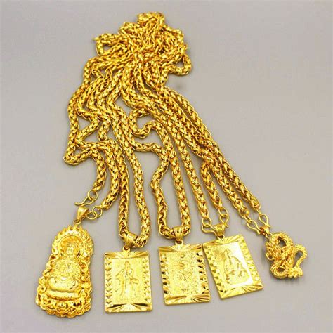 2021 Exaggerated Long Chains 24K Gold Wide Necklace For Men Jewelry Big ...