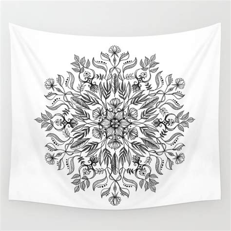 Thrive - Monochrome Mandala Wall Tapestry by micklyn | Society6