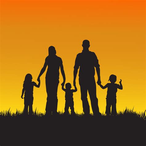 Family with children silhouette illustration - Photoshop Vectors ...