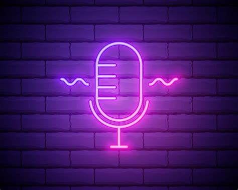 Podcast neon sign, bright signboard, light banner. Podcast logo neon ...