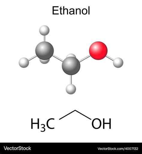 Structural chemical formula and model of ethanol Vector Image