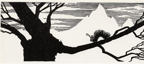 Catepillar SILHOUETTE Fuzzy Inchworm on Tree Don BLANDING