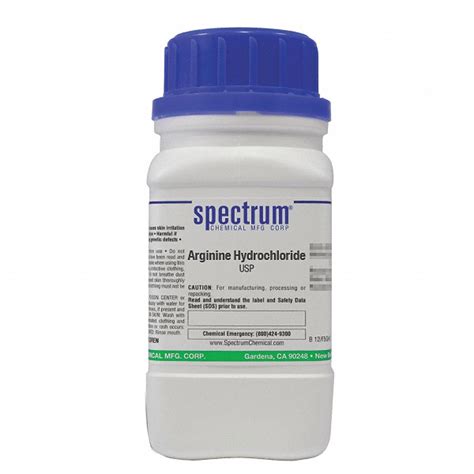 1119-34-2, F.W. 210.66, Arginine Hydrochloride, USP - 39G123|A1337-100GM06 - Grainger