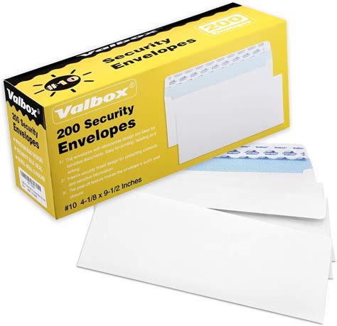 Amazon.com : ValBox #10 Security Envelopes Self Seal, No. 10 Windowless ...