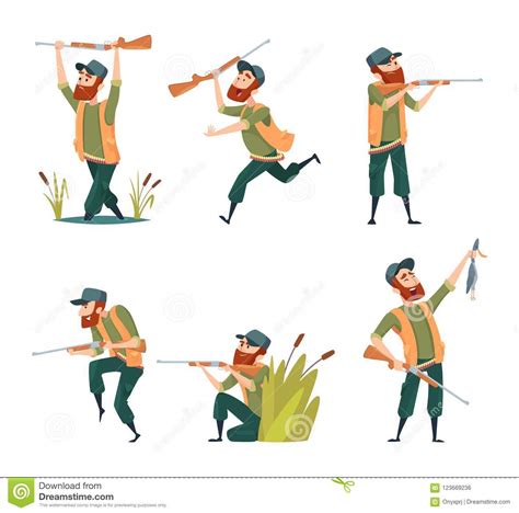 Characters Of Hunters. Vector Cartoon Illustrations Of Various Hunter Mascots | CartoonDealer ...