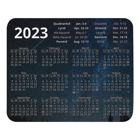 2023 Meteor Shower Calendar Mouse Pad - Etsy Canada