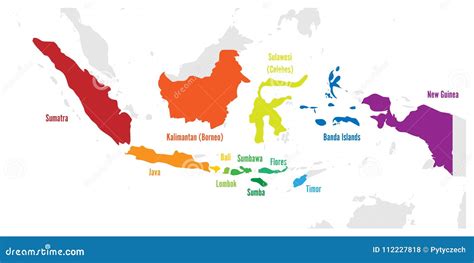 Main Islands Of Indonesia. Vector Map With Names | CartoonDealer.com #112227818