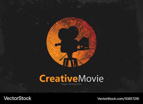 Movie logo creative design camera logo Royalty Free Vector