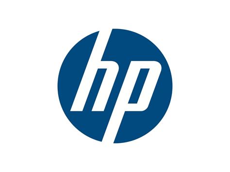 the hp logo is shown in blue and white